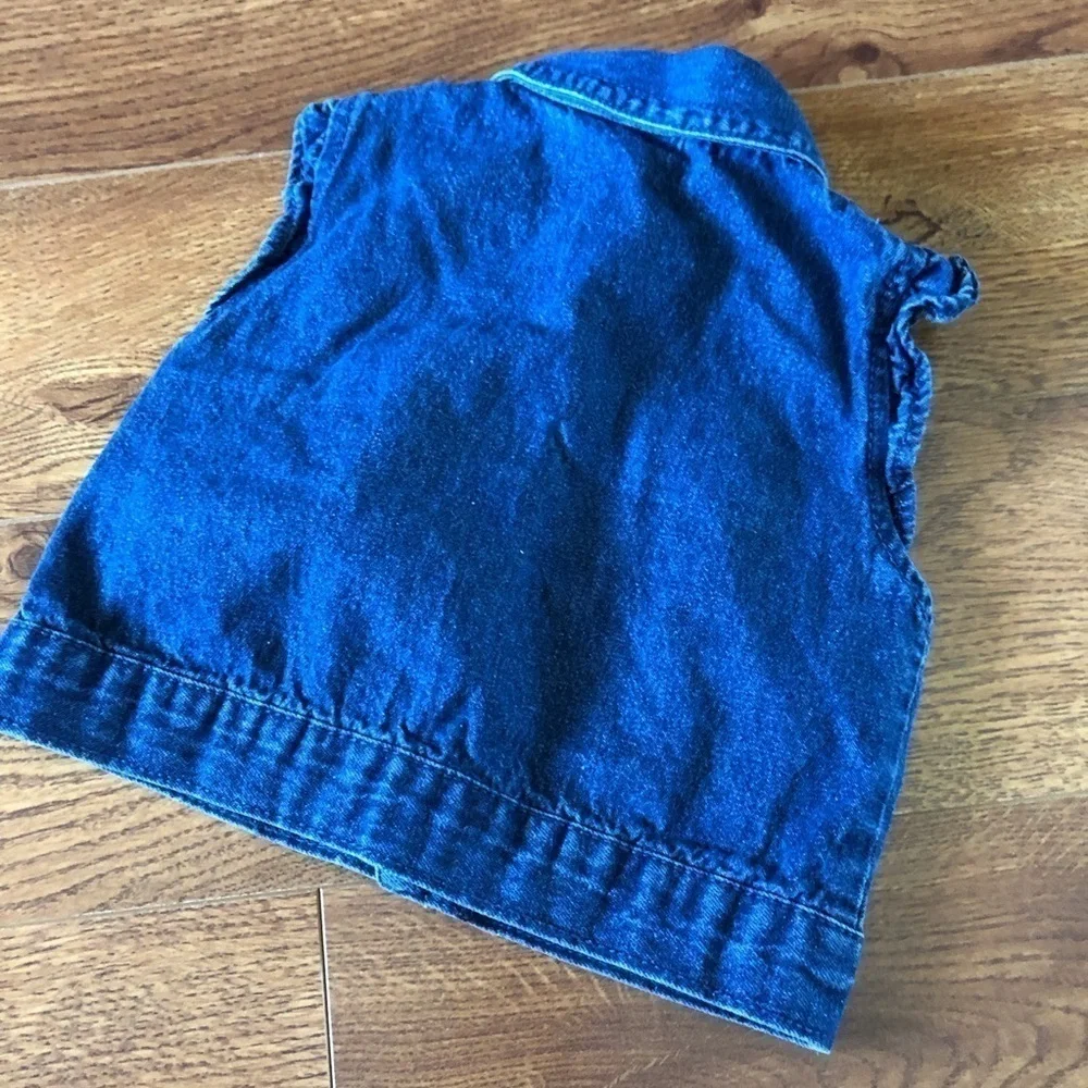 Little Lass 100% cotton button up jean vest in size 24 months